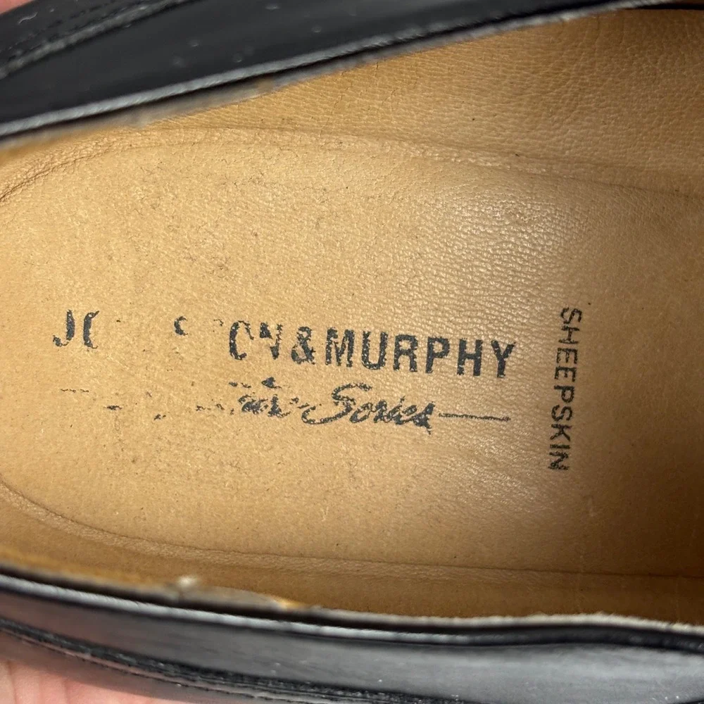 Johnston & Murphy Cap Toe Oxford Mens 11.5 Black Leather Signature 20-6617